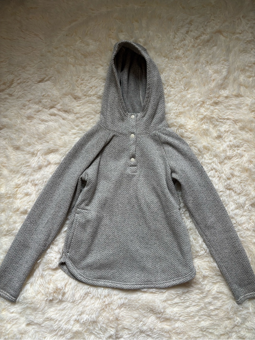 Columbia Darling Days Herringbone Hooded Snap Fleece Pullover Gray Women’s M
